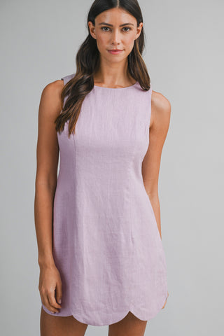 Lavender Pretty in Pastel Scallop Mini Dress