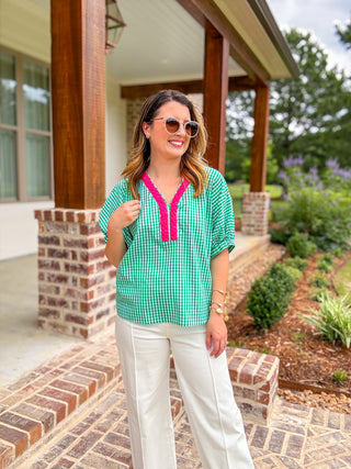 Green Sweet Summertime Gingham Top
