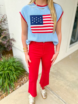 Blue Stars & Stripes Short Sleeve Sweater