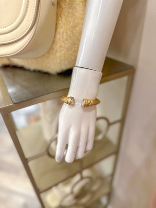 Majestic Gold Cuff Bracelet W/ Silver Jewel