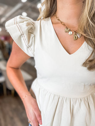 Caroline Cream Flutter Top