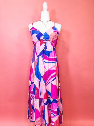 Pink Mix Keep It Interesting Midi Dress