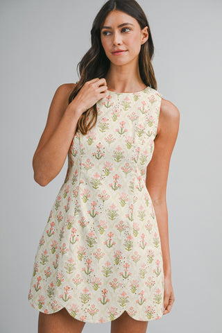 Blush Garden Scallop Mini Dress