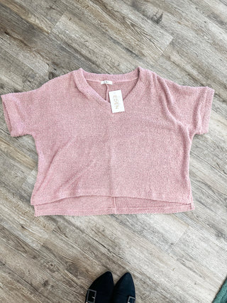 Dusty Rose V-Neck On Cozy Days Wear Me Top