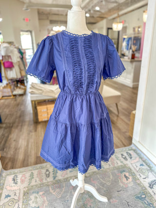 Navy Blue Intricate Lace Mini Dress