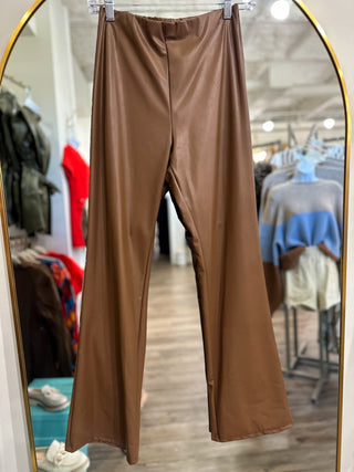 Camel the Best Fall Faux Leather Straight Pants