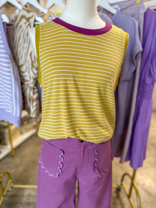 Mustard Retro Stripe Tank