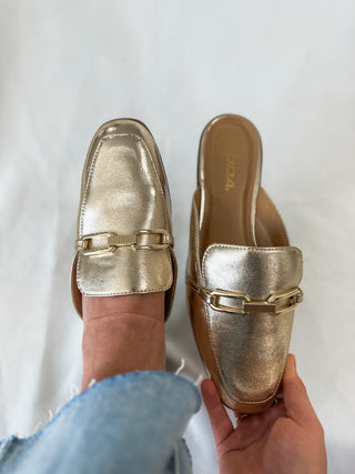 Gold Eleanor Fancy Pants Mules
