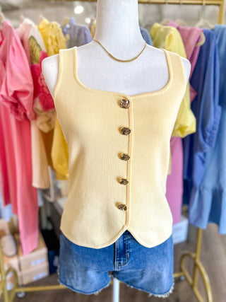 Sunny Side Yellow W/ Gold Buttons Tank