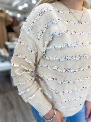 Oatmeal Confetti Cloud Long Sleeve Sweater