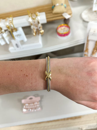 Golden Knot Mixed Metal Cuff Bracelet
