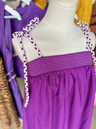 Purple Winning Season Tie Shoulder Mini Dress