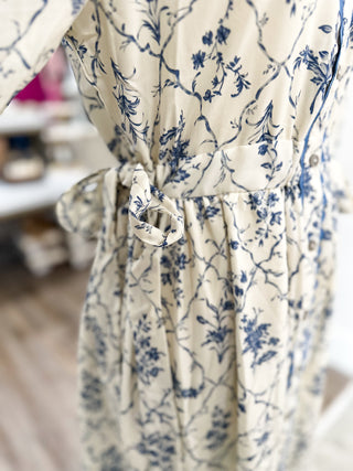 The French Blue Floral MIDI Dress