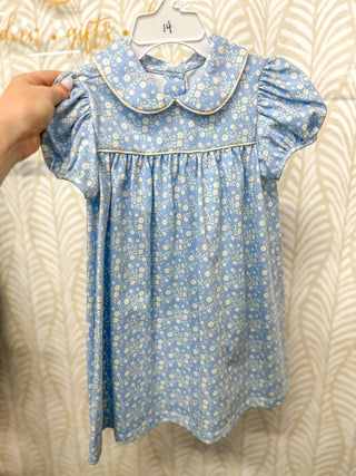 Beige Blossoms on Blue Bliss Dress