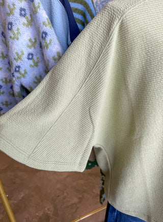 Desert Sage Cloudy Knit 3/4 Sleeve Top
