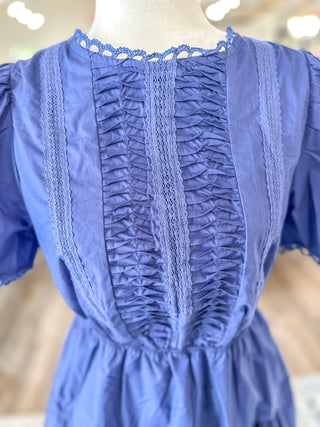 Navy Blue Intricate Lace Mini Dress
