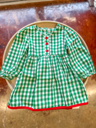 Christmas Is Here Green Plaid Dress