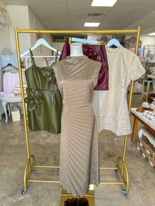Olive Juliet Pleated Midi Dress