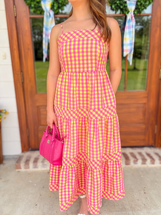 Pink Lemonade Picnic in Provence Tiered Maxi Dress