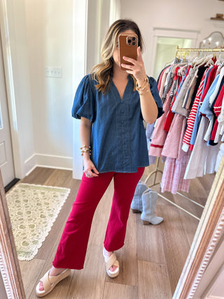 Dark Denim Blue Jean Baby Short Sleeve Top