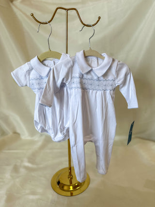 Light Blue Landon's Smocked Collar Playsuit