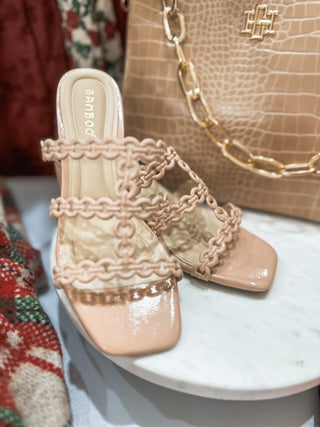 Nude Patent Scalloped Cutout Heels