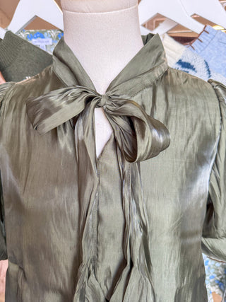 Olive Scarlett Satin Bow Top