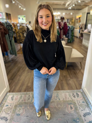 Black Essential Mock Neck Sweater