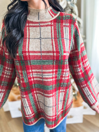 Taupe Merry Market Plaid Sweater