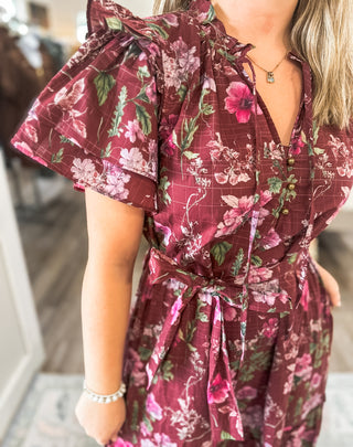 Burgundy Fall Fling MIDI Dress