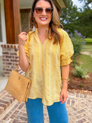The Sunshine Gingham Short Sleeve Top