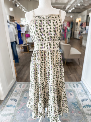 Olive Branch Woven Lace Midi Dress