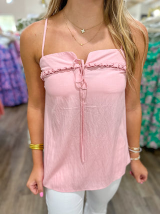 Pink Delicate Detail Tank Top Blouse