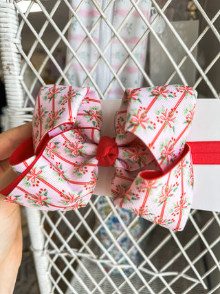 Holly Bows & Stripes Headband Bow
