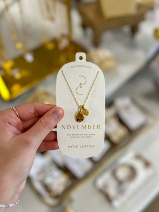 November Yellow Quartz Birthstone Necklace