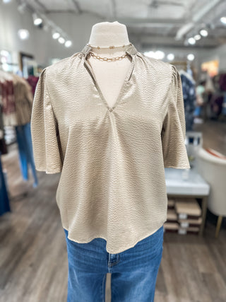 Taupe Love Story Short Sleeve Top