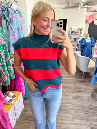 Pine Festive & Fabulous Mock Neck Cropped Sweater Top