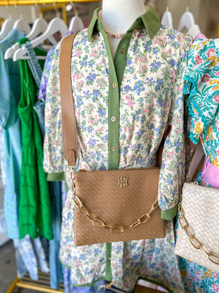 Woven Tan Ariana Crossbody | Caroline Hill