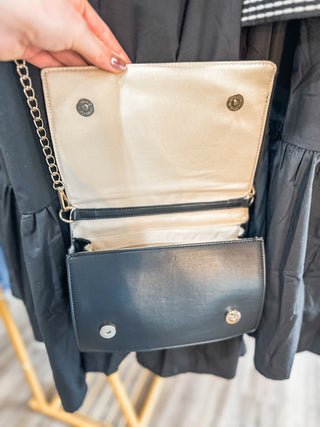 Cecilia Two Toned Latte & Black Quilted Crossbody Bag