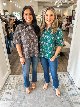 Hunter Green Mulberry Manor Short Sleeve Top