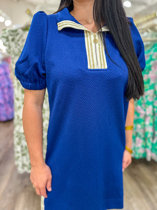 Navy Andie Half Zip Mini Dress