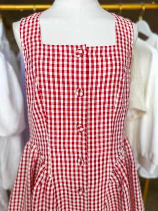 Red Front Porch Picnic Gingham Mini Dress