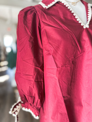 Garnet Sweet Stitch Poplin Blouse