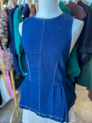 Denim Tailored & Timeless Peplum Top