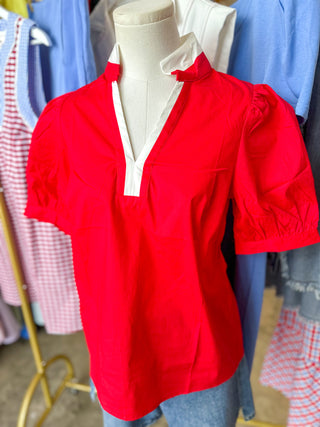 Red Tricia Short Sleeve Top