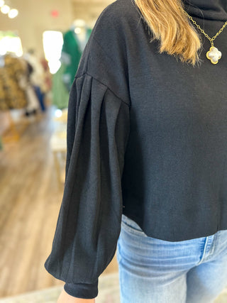 Black Essential Mock Neck Sweater