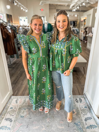 Green Tuscan Bloom Midi Dress