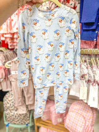 Baby Blue Youth Vintage Santa Pajama Pants Set