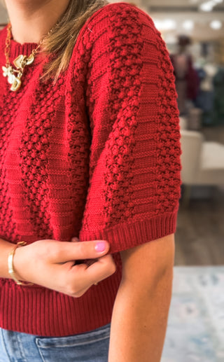 Red Cozy Core Sweater Top