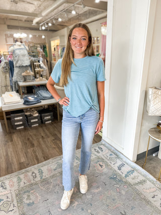 Blue Luxe Comfort Knot Top